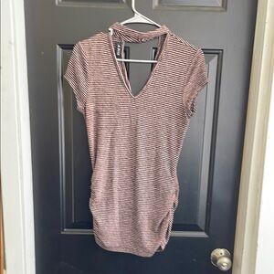 A. Byer Pink Fitted Ruched Polo T-Shirt